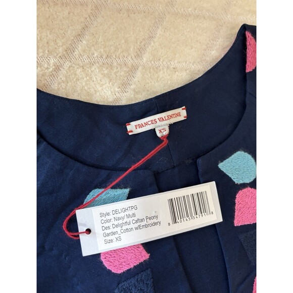 NWT Frances Valentine Delightful Caftan Peony Garden Cotton Embroidery Dress XS - Picture 14 of 16